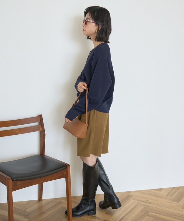 AMERICAN HOLIC ソフトコットンスウェットライクニットトップス ダークネイビー