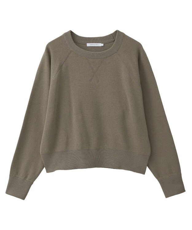 AMERICAN HOLIC ソフトコットンスウェットライクニットトップス モカ