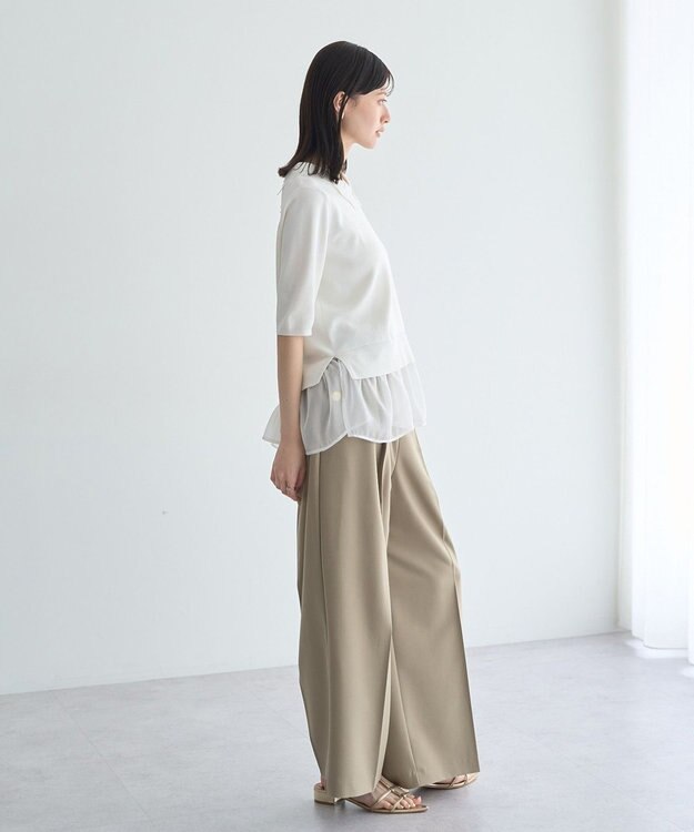 YECCA VECCA 2way襟付きフリルレイヤードニット Off White