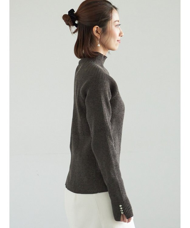 Te chichi モールリブスタンドネックニット チャコールグレー