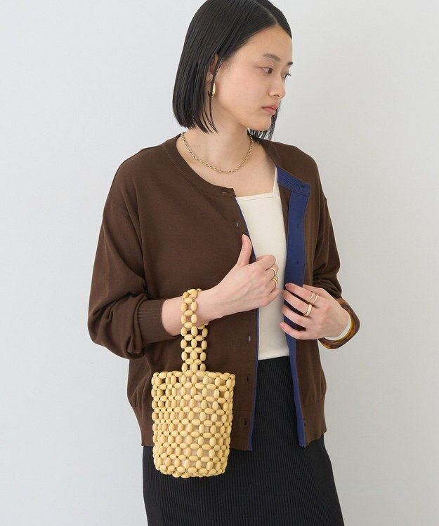 AMERICAN HOLIC 配色シアーカーディガン Brown