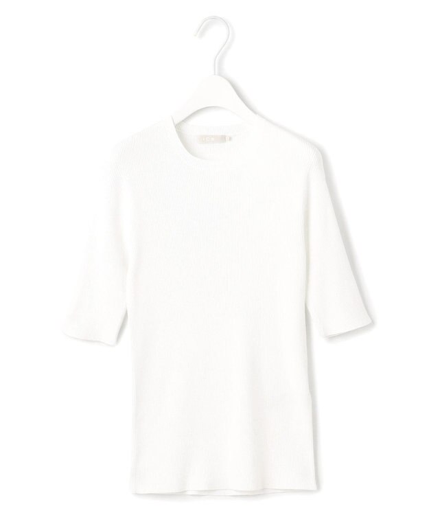 ICB L 【洗える】ハイゲージリブベーシック プルオーバーニット オフホワイト系