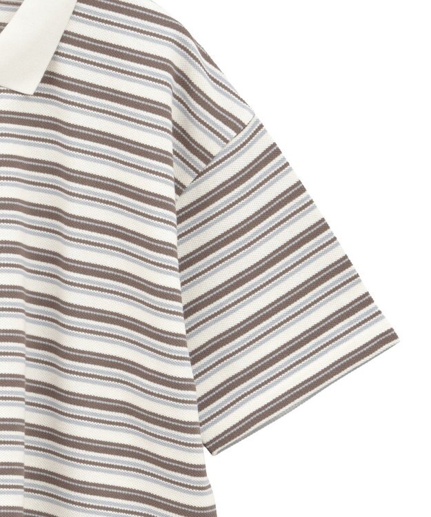 earth music&ecology レトロボーダーポロシャツ Border Blue