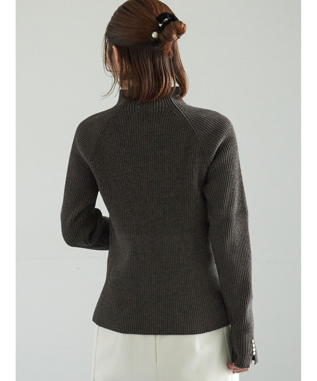 Te chichi モールリブスタンドネックニット チャコールグレー