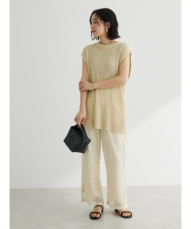 Green Parks 格子柄レースパンツ Light Beige