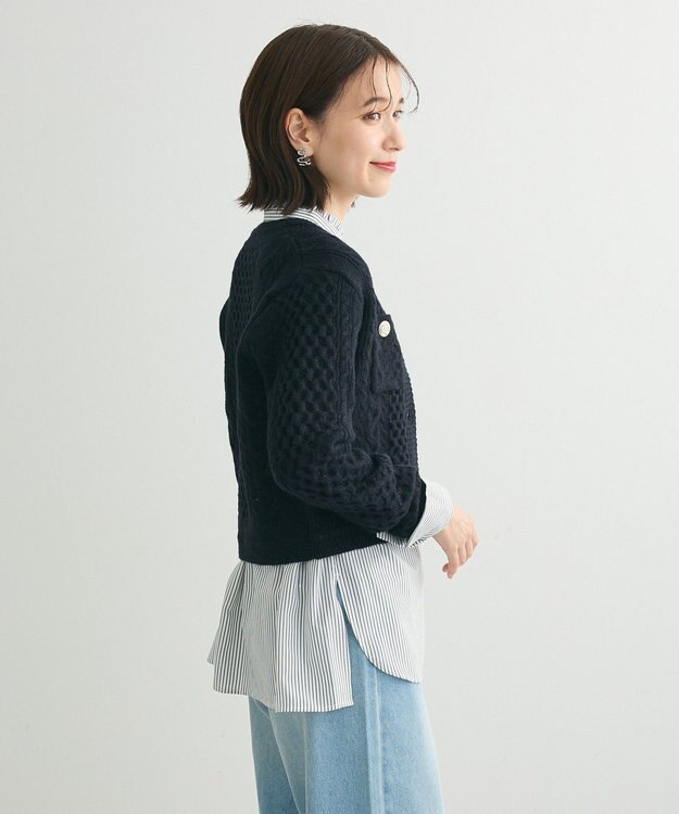 Green Parks ・ｓｗｉｎｇ　ｂｙ　ケーブルニットカーディガン Black