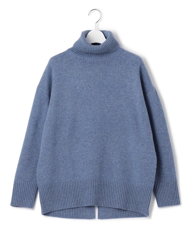 J.PRESS YORK STREET 【WOMEN】ウールカシミヤ タートルネックニット ダルブルー系