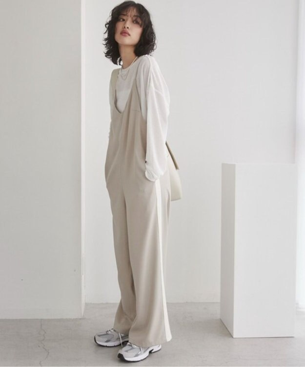 WEGO 【ANGIE VINTAGE】サイドラインサロペット ベージュ