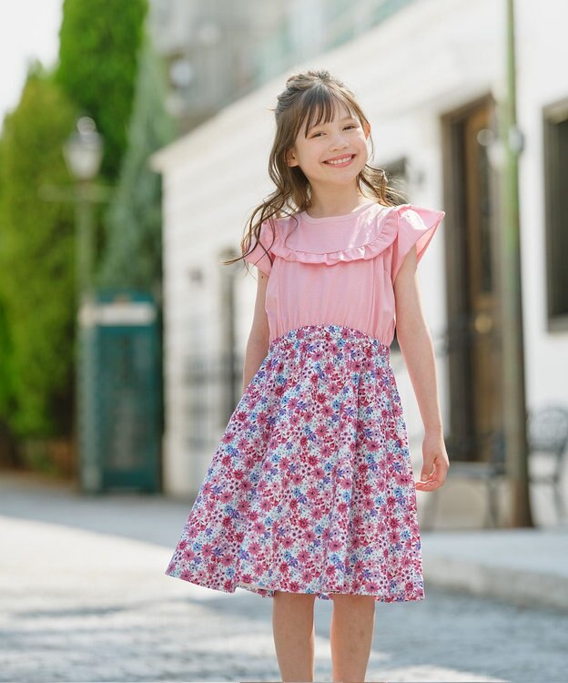 組曲 KIDS 【150-160㎝】サマーフラワー ワンピース ピンク