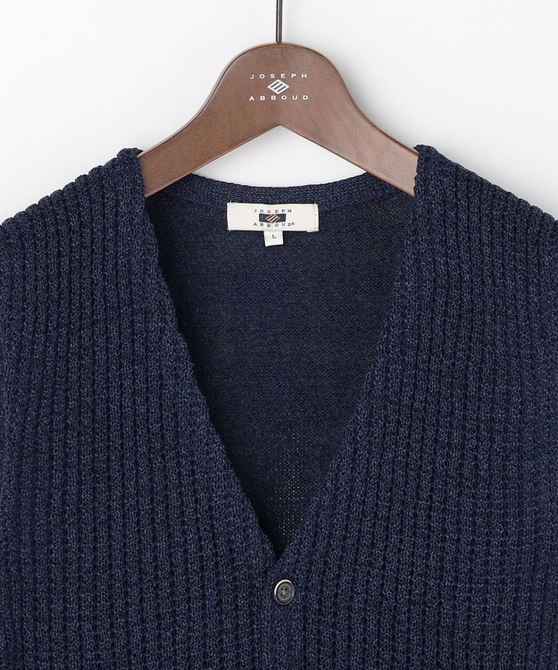 JOSEPH ABBOUD 【エコ素材和紙使用・日本素材】和紙杢メッシュクルーネック ニットジレ ネイビー系