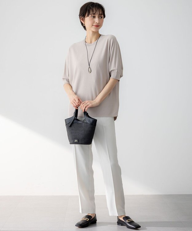 23区 S 【洗える】レーヨンポリエステルストレッチ ドルマン ニット ベージュ系