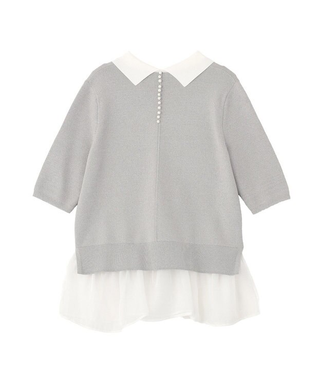 YECCA VECCA 2way襟付きフリルレイヤードニット Gray Mixture
