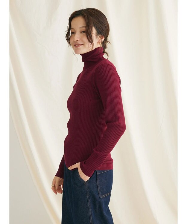 CRAFT STANDARD BOUTIQUE ウォッシャブルリブタートルニットプルオーバー Bordeaux