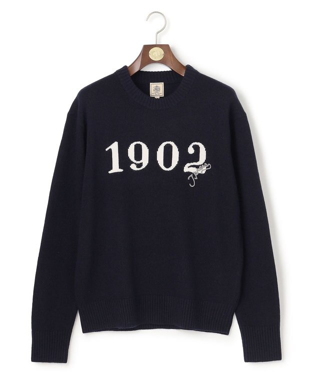 J.PRESS MEN 【NYUZELESS】1902 クルーネックロゴ ニット ネイビー系