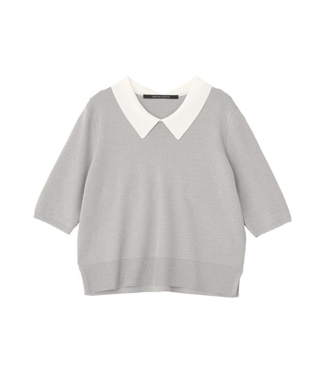 YECCA VECCA 2way襟付きフリルレイヤードニット Gray Mixture