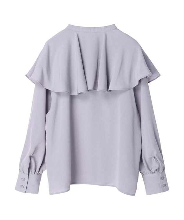 earth music&ecology ケープカラーブラウス Grayish Blue