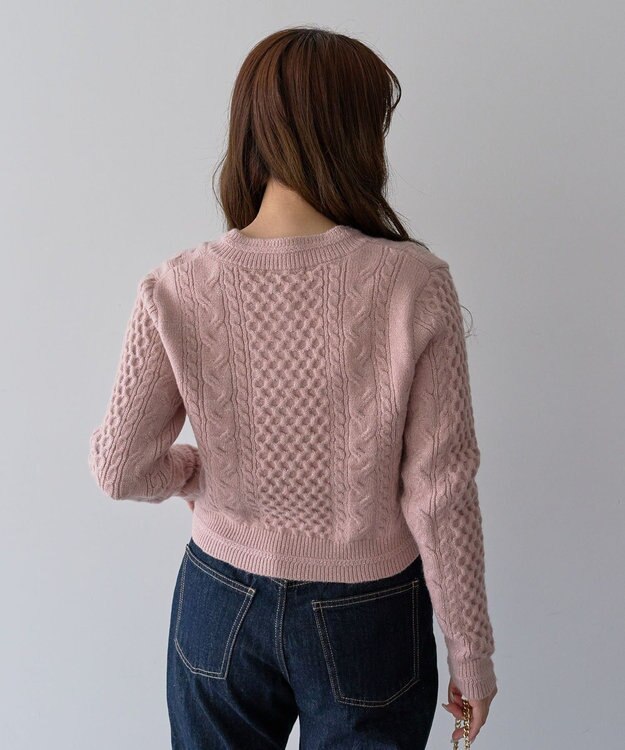 Green Parks ・ｓｗｉｎｇ　ｂｙ　ケーブルニットカーディガン Pink