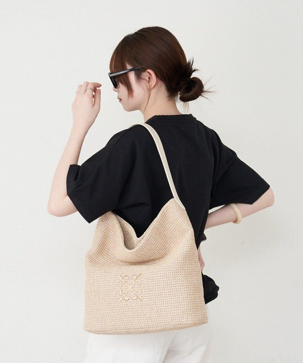 russet ナイロンラフィアワンショルダーバッグ(CE-1714) Ivory