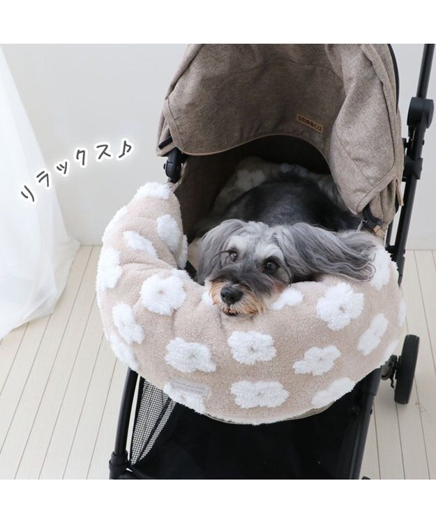 PET PARADISE ペットパラダイス 遠赤外線 ボアカート用クッション 《お花柄》 ベージュ