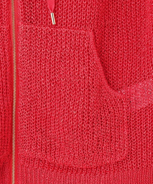 BEIGE， 【洗える】OPTICAL / ペーパーヤーンフーディージップニット Poppy Red