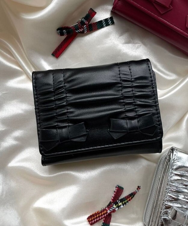 WEGO ギャザーリボンウォレット ブラック