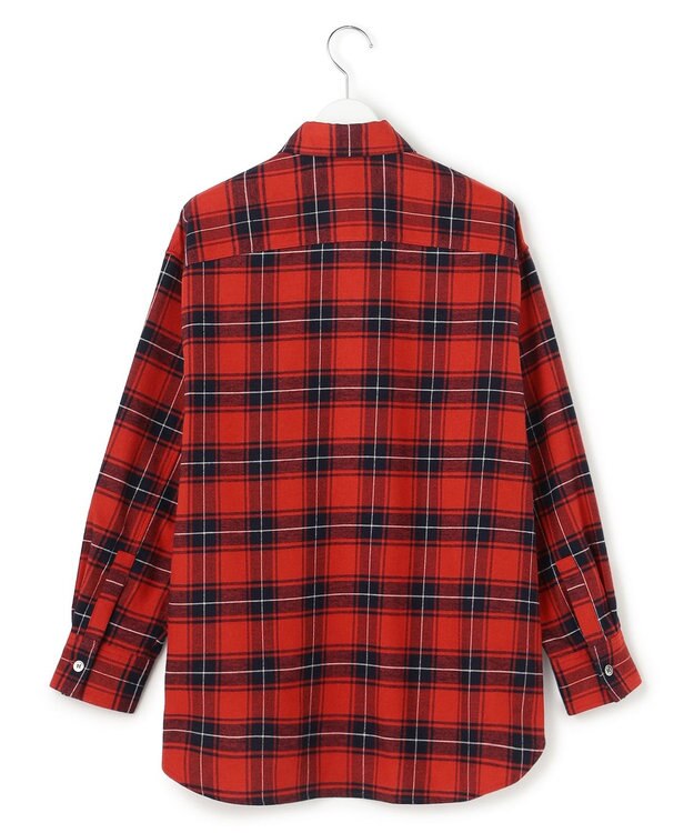 23区 L 【洗える】ブラッシュド ビエラチェック シャツ レッド系