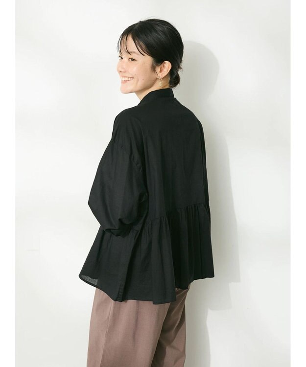 CRAFT STANDARD BOUTIQUE ペプラムブラウス（長袖） Black