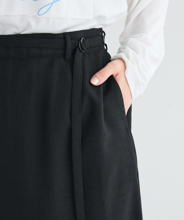 CRAFT STANDARD BOUTIQUE リネンライクラップ風スカート Black