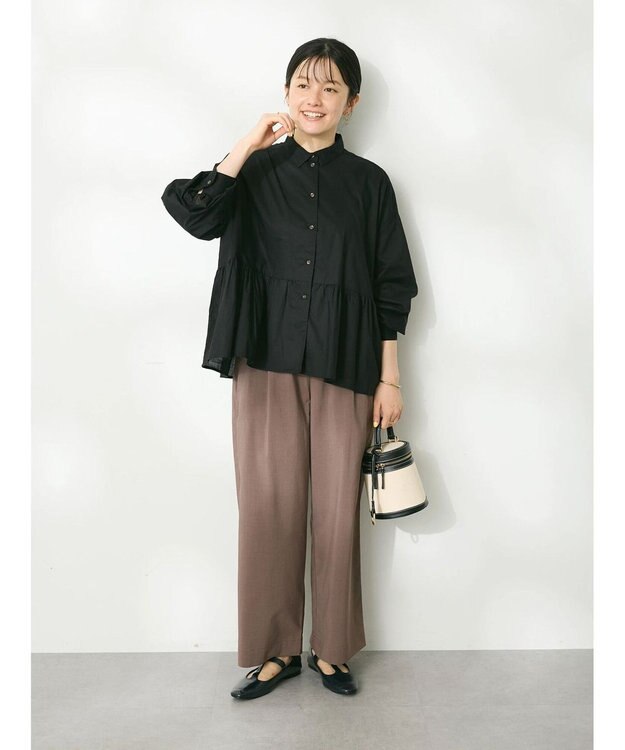CRAFT STANDARD BOUTIQUE ペプラムブラウス（長袖） Black