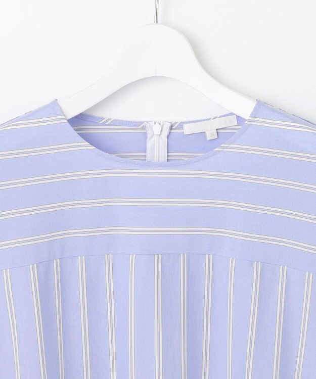 自由区 S 【WEB限定・洗える】ストライプハイゲージジャージー カットソー サックス