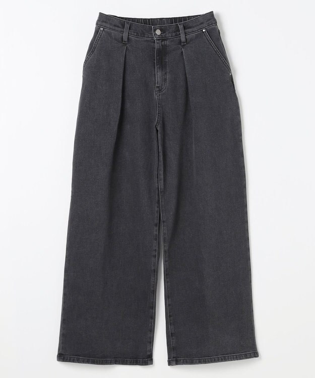 ANY L 【ウエストゴム】タックワイドデニム ブラック