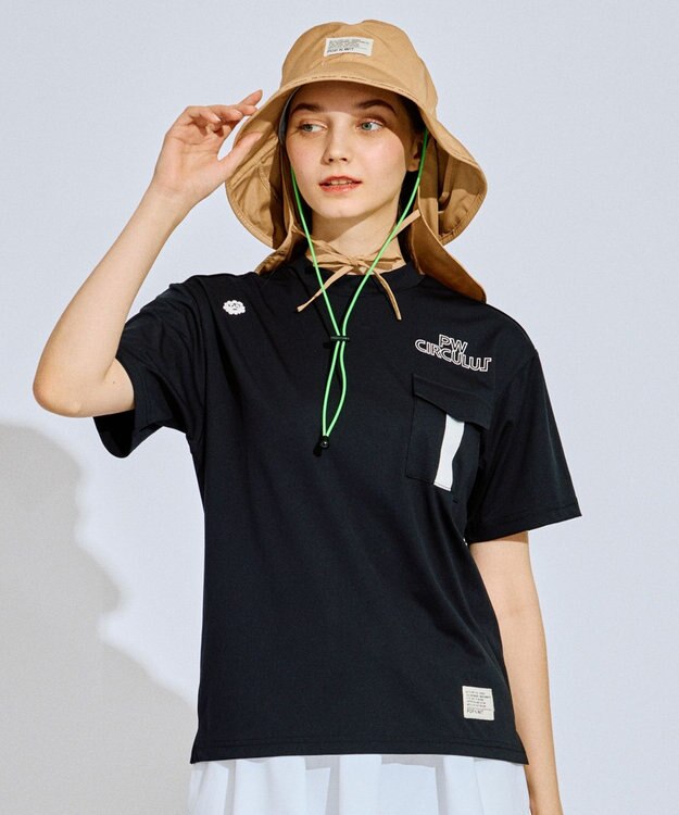 PW CIRCULUS 【吸水速乾 / UV遮蔽率96.3% UVカット / ストレッチ】【WOMEN】ポケットモックT ゴルフウェア レディース ブラック系