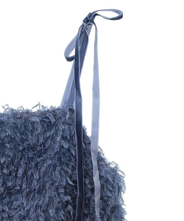 earth music&ecology ベロアリボンフェザービスチェ Blue