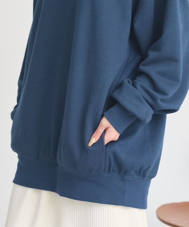 earth music&ecology サイドリブロゴスウェット Blue Green