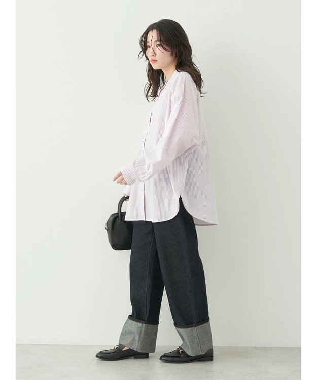 earth music&ecology ドルマンストライプシャツ Stripe Pink