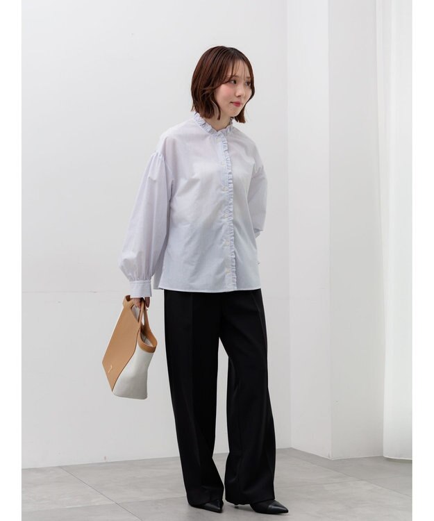 Te chichi パターンアソートスタンドフリルブラウス オフホワイト