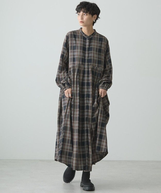 AMERICAN HOLIC エコベロアソートギャザーワンピース Check