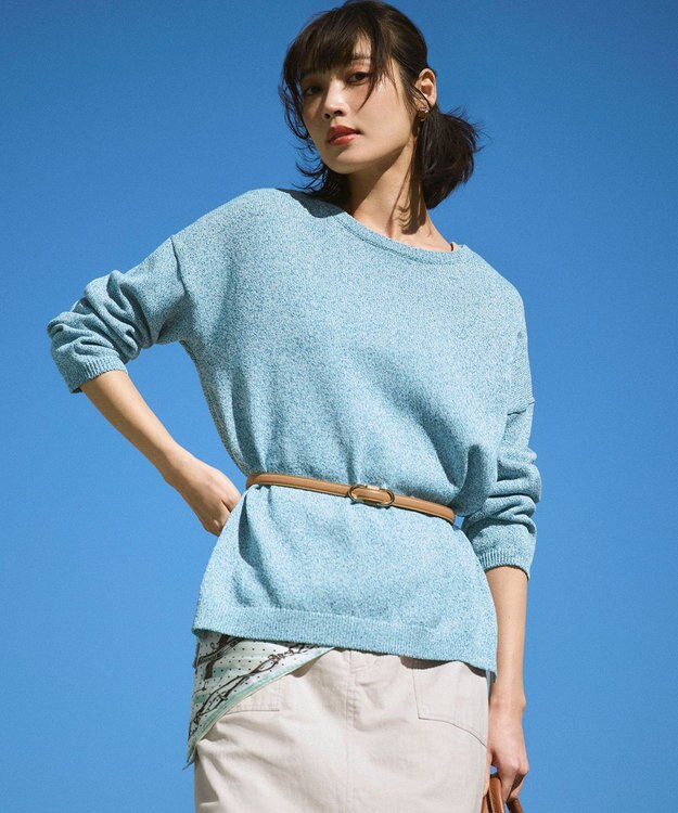 23区 コットンギマムリネ チュニック ニット ブルー系