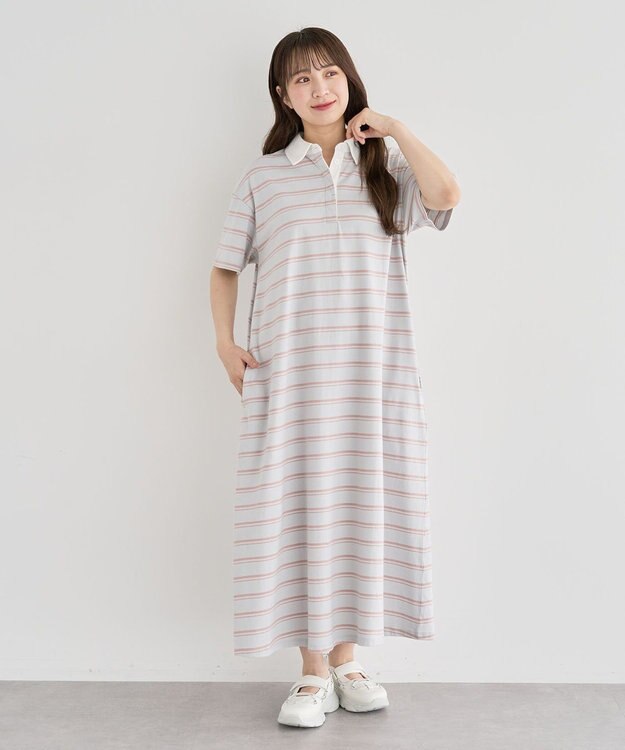 Green Parks ・ＳＵＧＡＲ　ＳＰＯＯＮ　ボーダーポロワンピース Light Gray