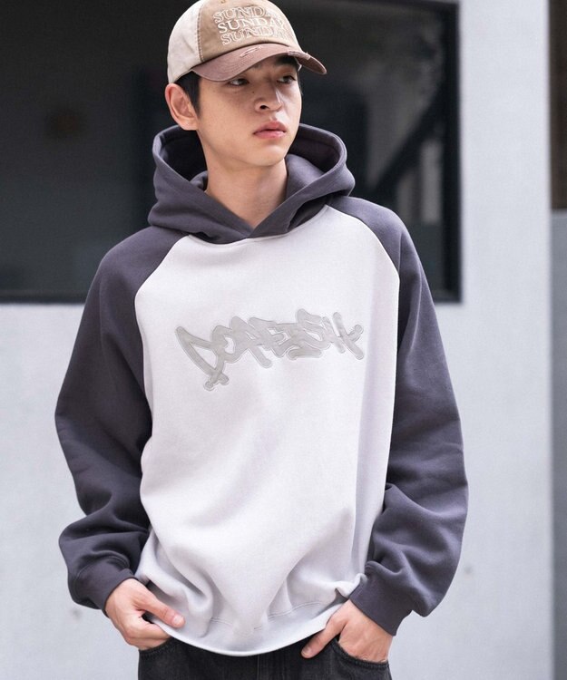 WEGO ラグランプルパーカー スミクロ