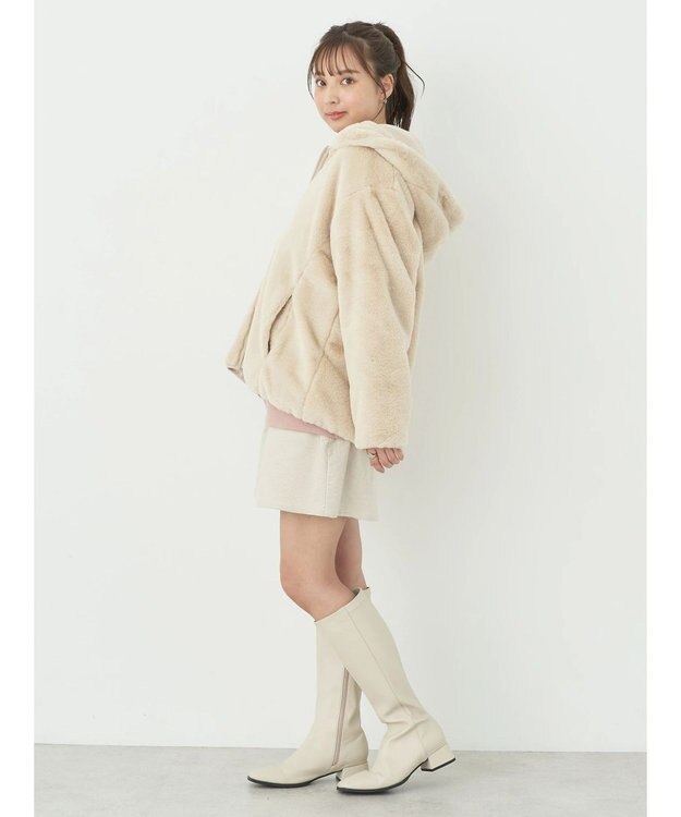 earth music&ecology マルチウェイマウンテンパーカー（ファー） Beige