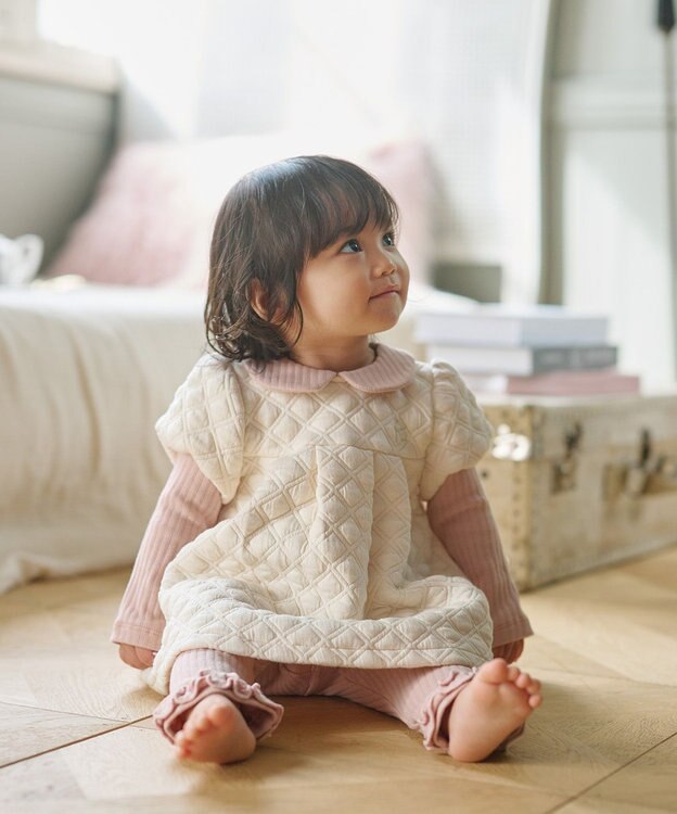 組曲 KIDS 【80-90㎝】キルトセットアップ アイボリー系