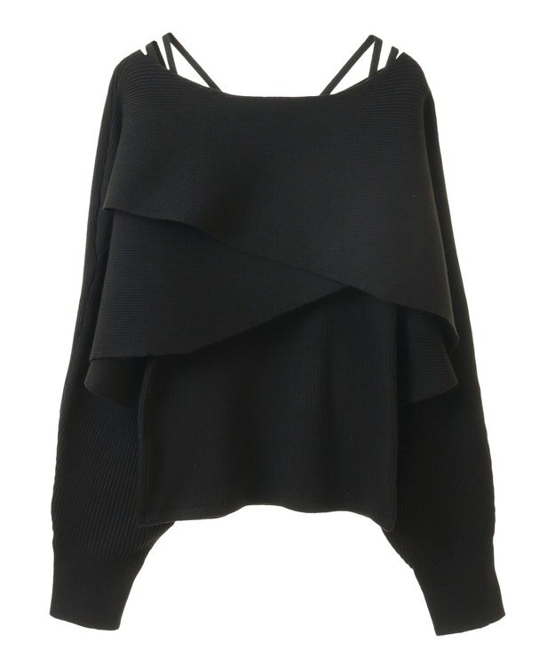 earth music&ecology ＳＥＴ２点クロスニット＋キャミソール Black