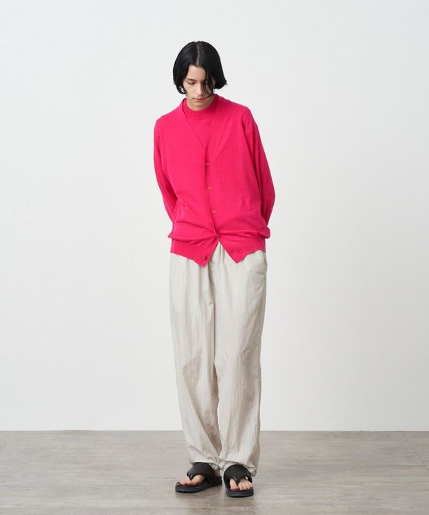 ATON RECYCLED FRESCA COTTON | Vネックカーディガン FUCHSIA