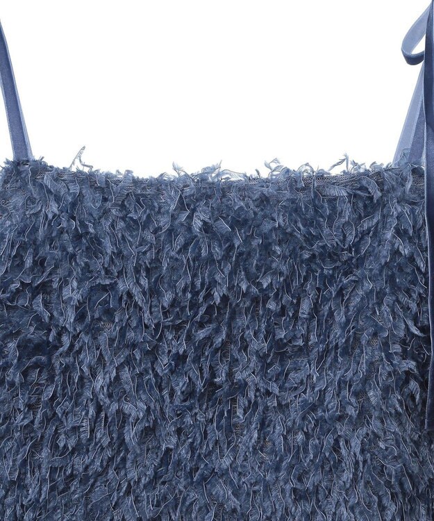 earth music&ecology ベロアリボンフェザービスチェ Blue