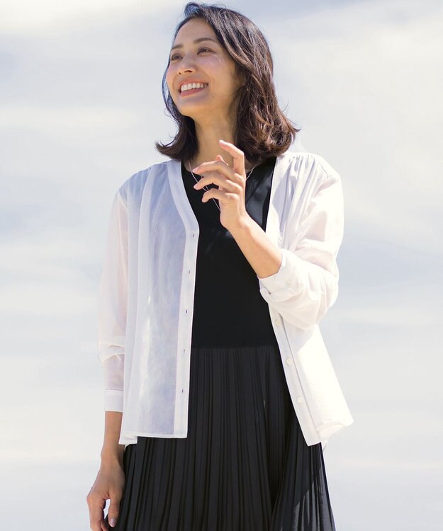 J.PRESS LADIES 【冷房対策に】シアードライトリコット Vネック カーディガン ホワイト系