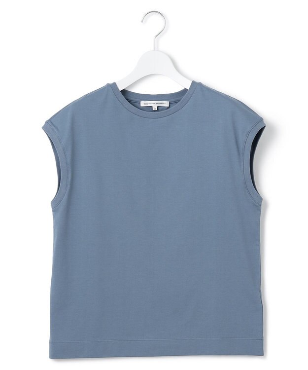 23区 L 【洗える】コンパクトヤーン フレンチスリーブ Tシャツ ダルブルー系