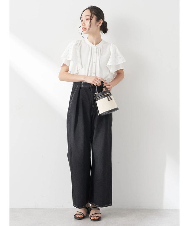 earth music&ecology レースラッフルブラウス Off White