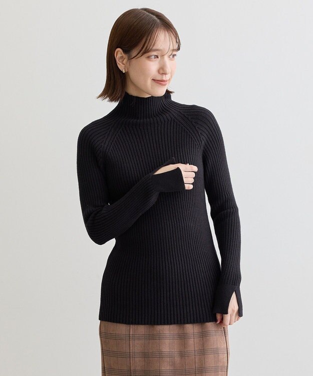 Green Parks ・Ｐｅｔｉｔ　Ｆｌｅｕｒ　ボトルネックリブニット Black