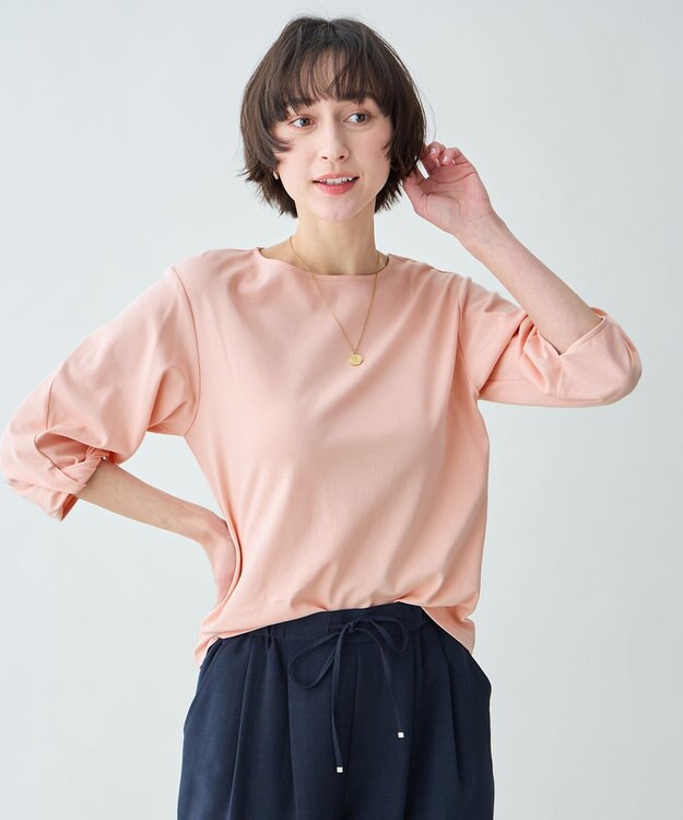 ANY L 【WEB限定】シルケットスムースツイストスリーブカットソー ピンク